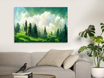 Cuadro decorativo Mountain Landscape - Trees on a Mountain Slope Painted With Watercolor