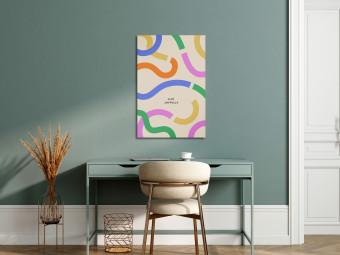 Cuadro moderno Colorful Abstract Shapes - Pastel Waves on a Beige Background