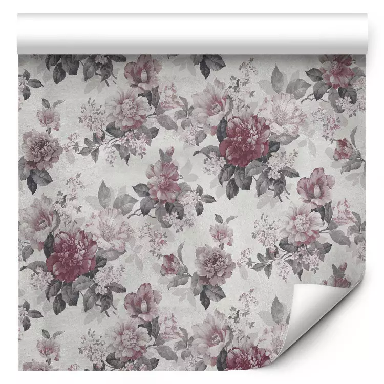Peonías y lilas - flores blancas y rosadas con hojas grises