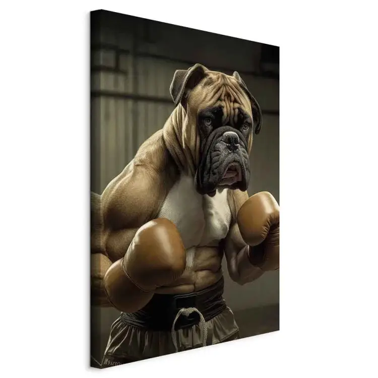 AI perro boxeador - retrato de mascota en el ring - vertical