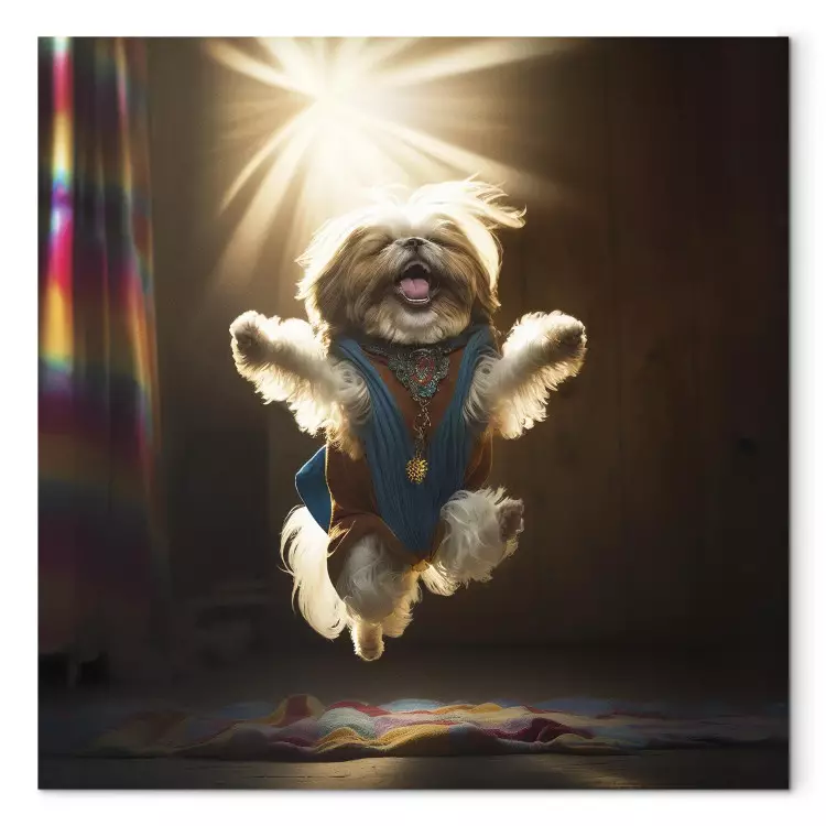 AI Shih Tzu Dog - Jumping Animal Against the Rays of the Sun - Square