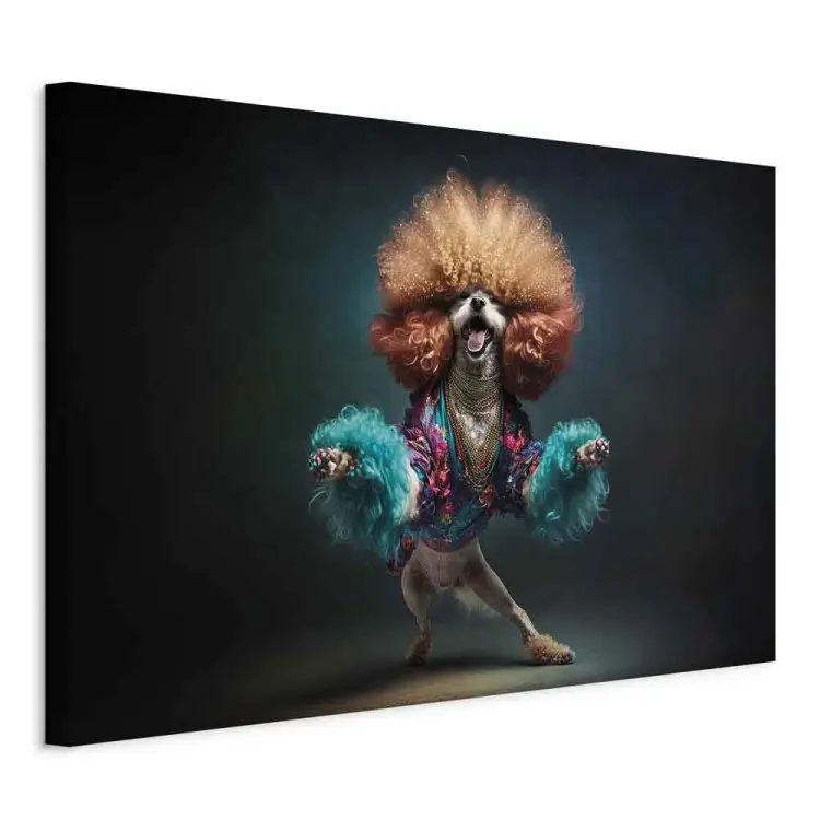 AI perro doodle - baila en una discoteca, horizontal