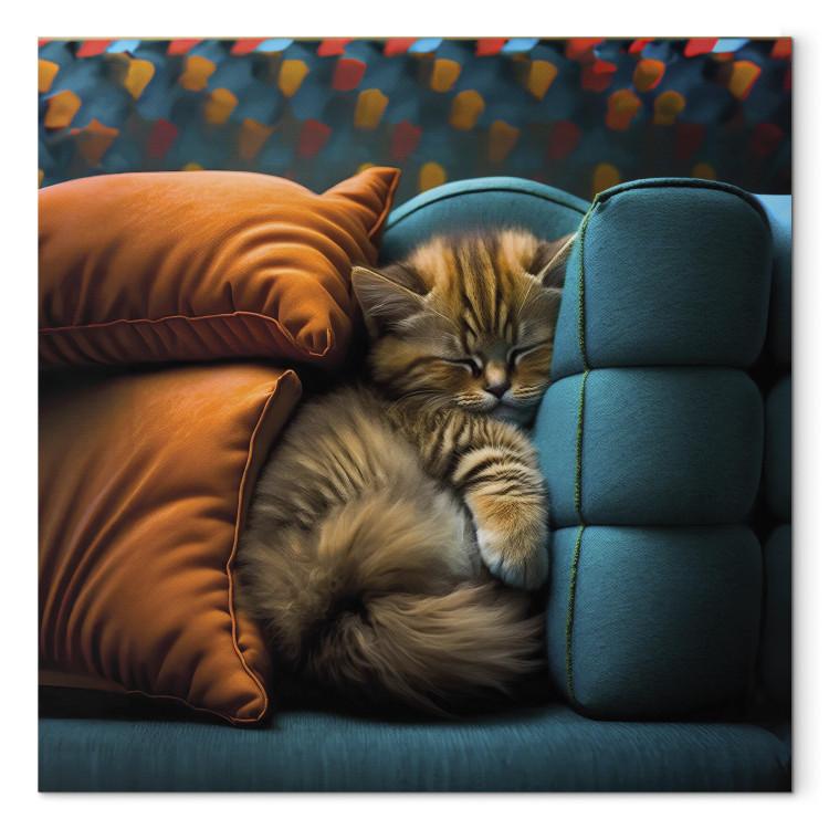 AI Cat - Cute Animal Sleeping Between Comfortable Pillows - Square