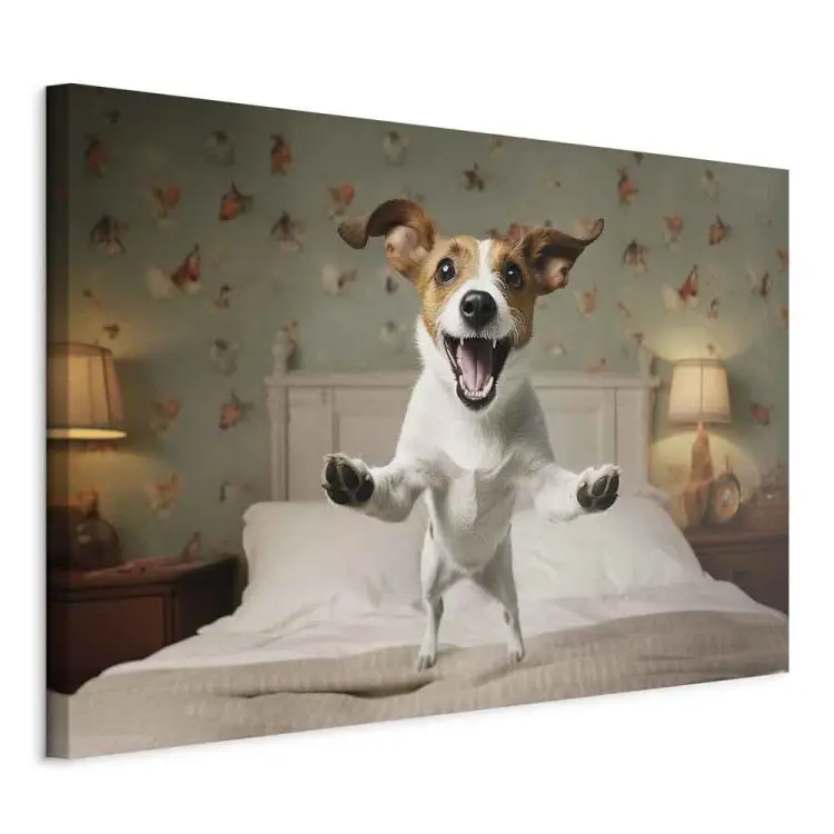 AI perro jack russell terrier - saltando a los brazos - horizontal