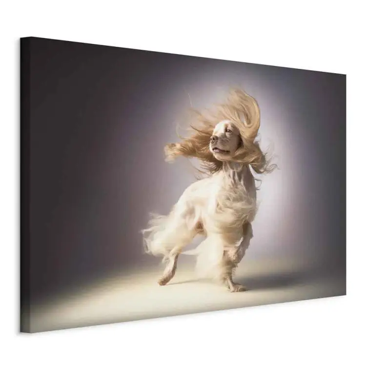 AI perro cocker spaniel - perro de pelo largo al viento - horizontal