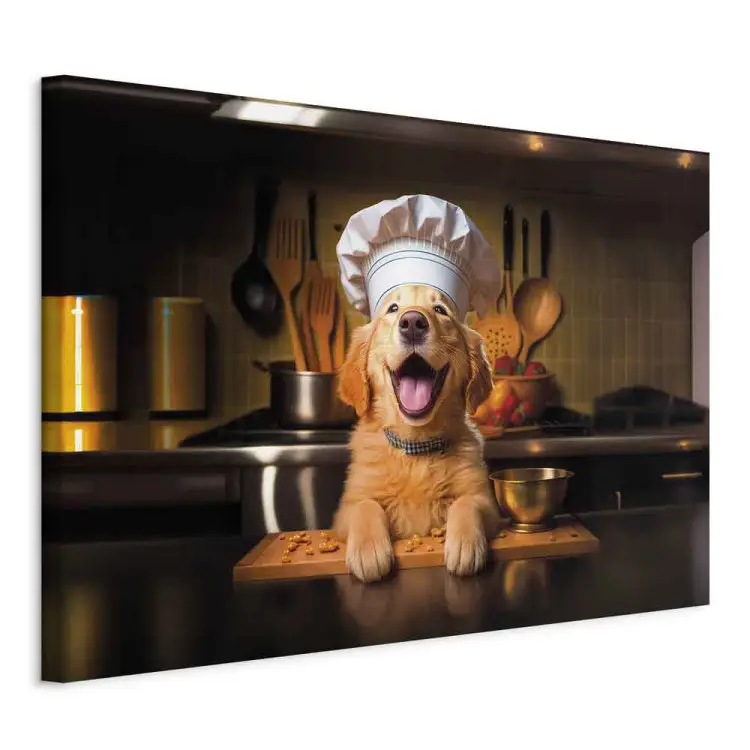 AI perro golden retriever - perro feliz como chef - horizontal