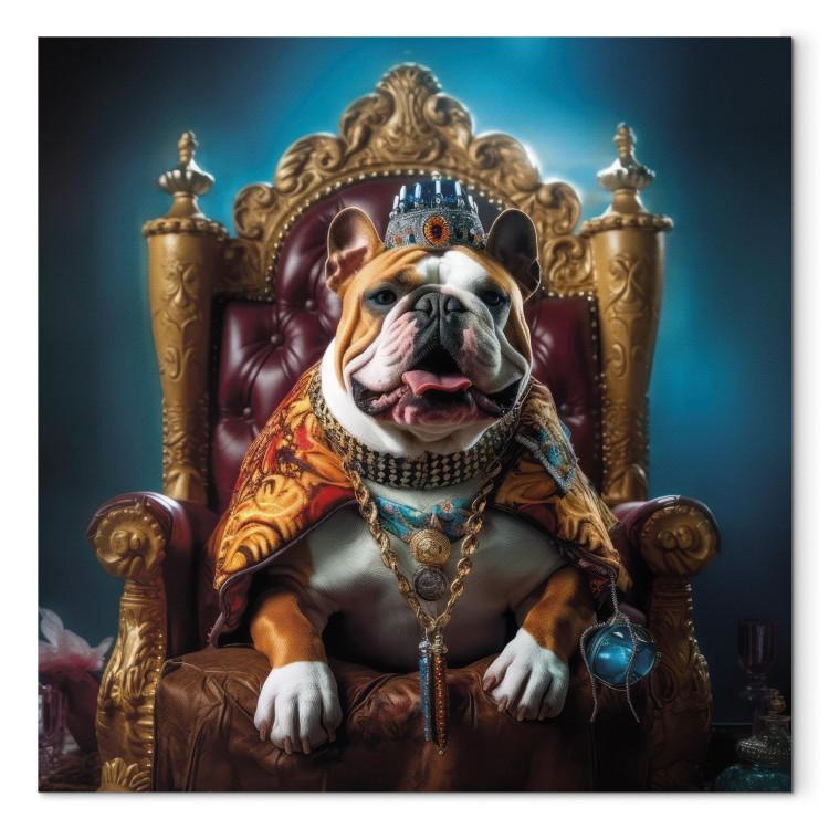 AI Dog English Bulldog - Animal in the Role of King on the Throne - Square