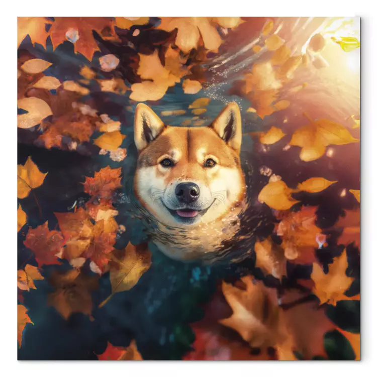 AI Shiba Dog - Portrait of a Friendly Animal in an Autumn Mood - Square