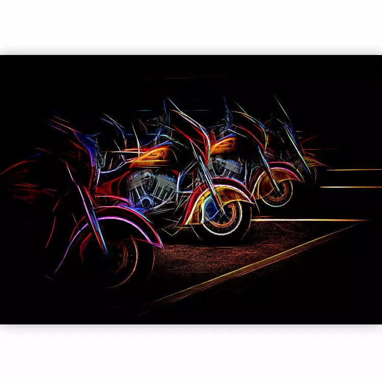 Moto de neón - carrera, posición pezzonza, dibujo colorido