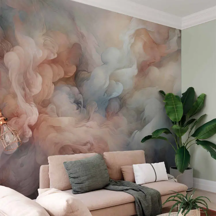 Humo pastel: nubes esponjosas en tonos rosas y azules