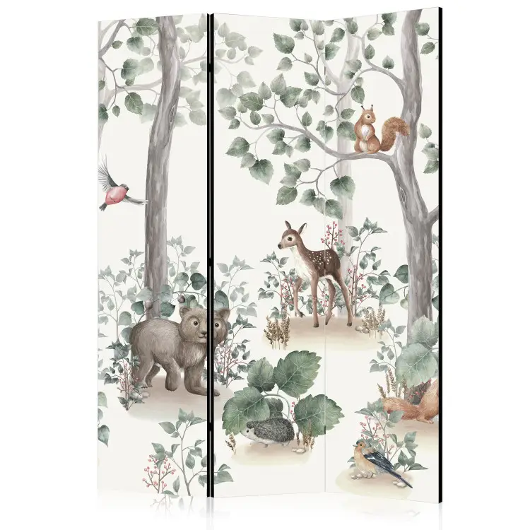 Cuento del bosque - paisaje de acuarela con animales para niños