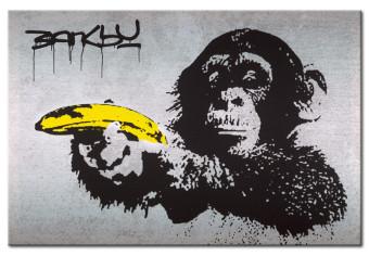 Gráfico en el vidrio acrílico Stop or the monkey will shoot! (Banksy) [Glass]