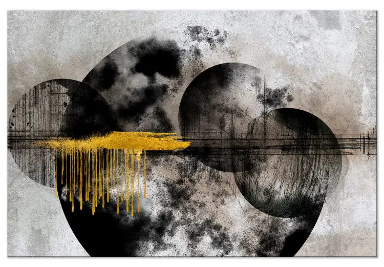 Luna noble - formas geométricas con elementos dorados sobre fondo gris