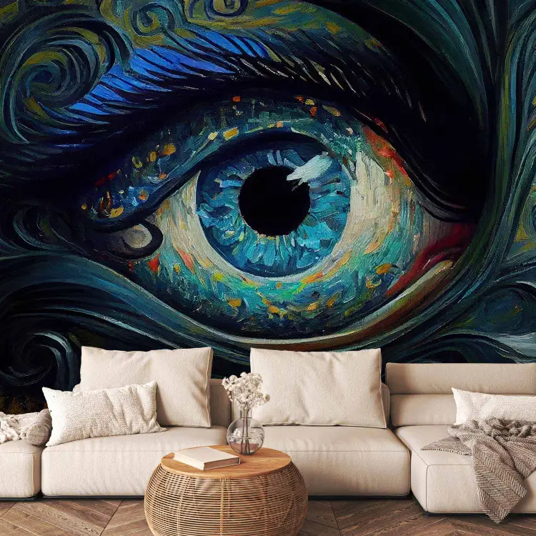 Ojo azul - imagen inspirada en La noche estrellada de Van Gogh