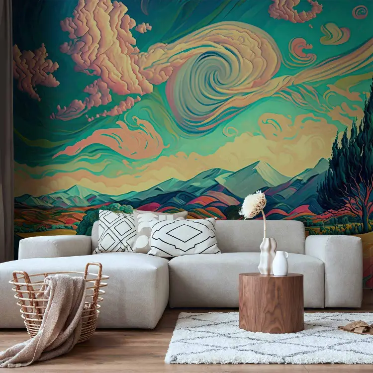 Paisaje de montaña - paisaje coloreado inspirado en obra de Van Gogh