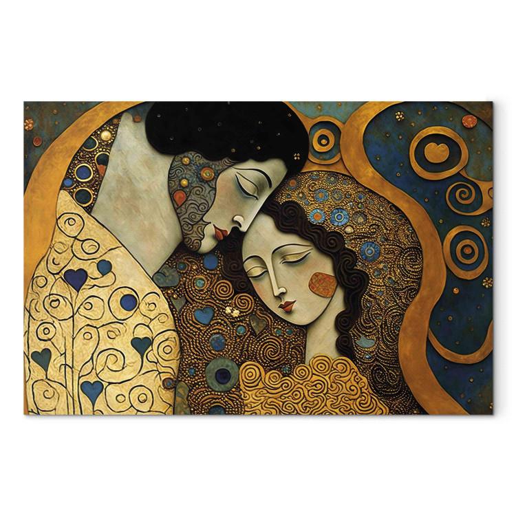 A Hugging Couple - A Mosaic Portrait Inspired by the Style of Gustav Klimt