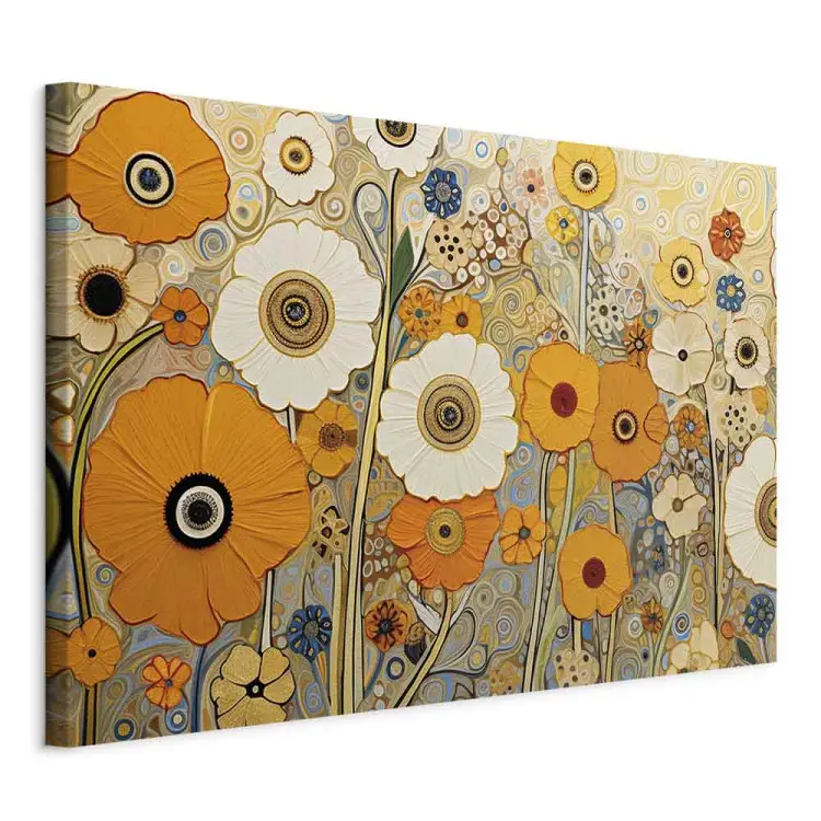 Pradera naranja - floral estilo Klimt