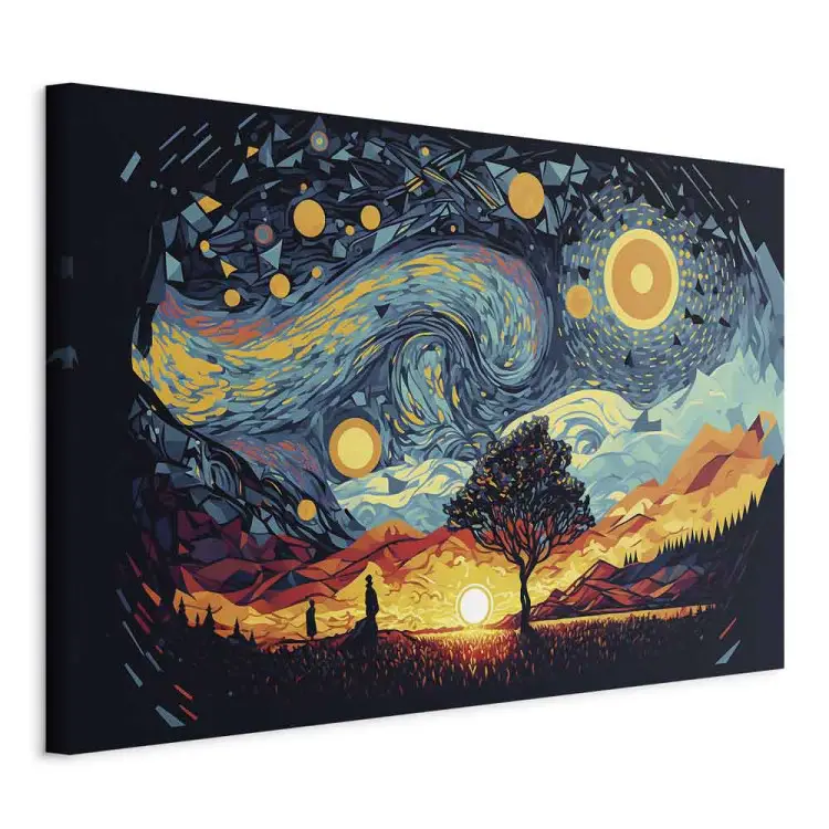 Amanecer - colorido paisaje inspirado en la obra de van Gogh