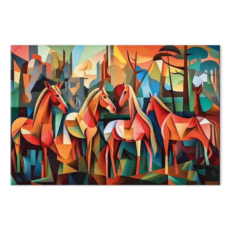 Cubist Horses - A Geometric Composition Inspired by Picasso’s Style