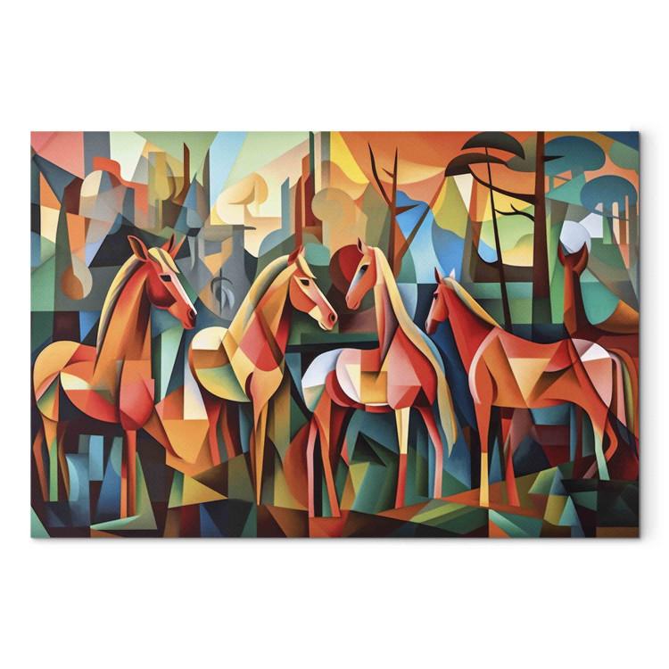 Cubist Horses - A Geometric Composition Inspired by Picasso’s Style