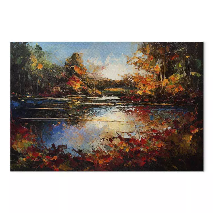 Lake in Autumn - An Orange-Brown Landscape Inspired by Monet