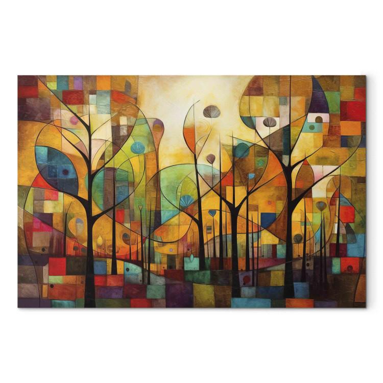 Cuadro en lienzo Colorful Forest - A Geometric Composition Inspired by Klimt’s Style