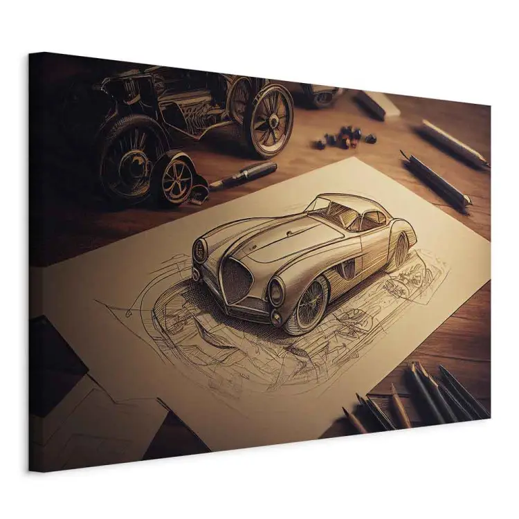Boceto de coche - dibujo de coche vintage generado por IA