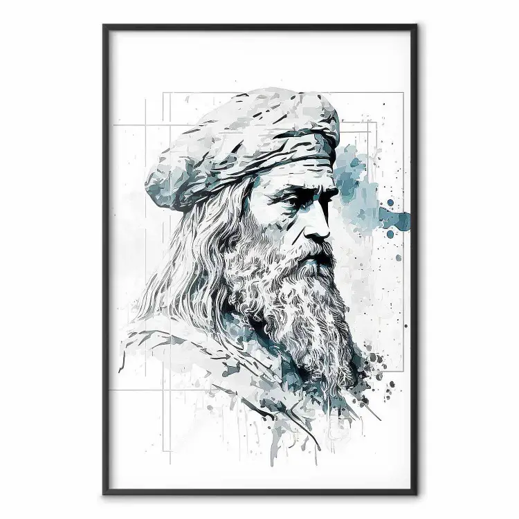 Da Vinci - retrato del artista en blanco y negro generado por IA