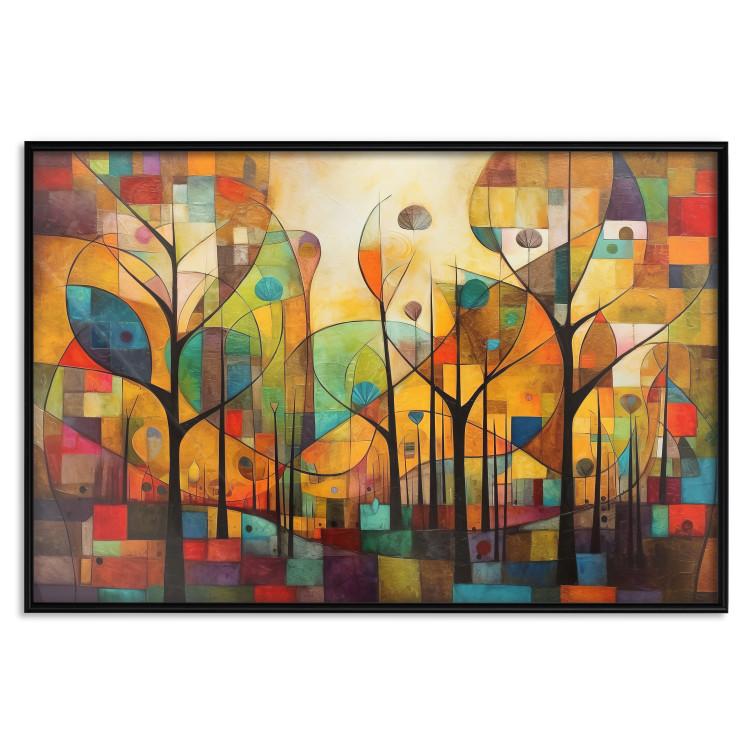 Póster Colored Forest - A Geometric Composition Inspired by Klimt’s Style