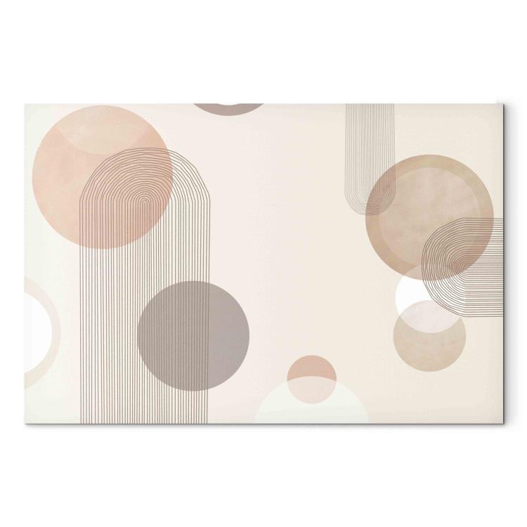 Cuadro en lienzo Fountain - Subtle Beige Abstraction With Brown Circles