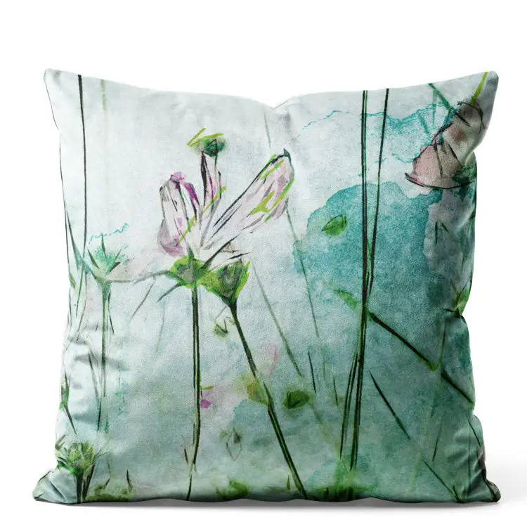 Pradera pintada - composición vegetal con flores en acuarela