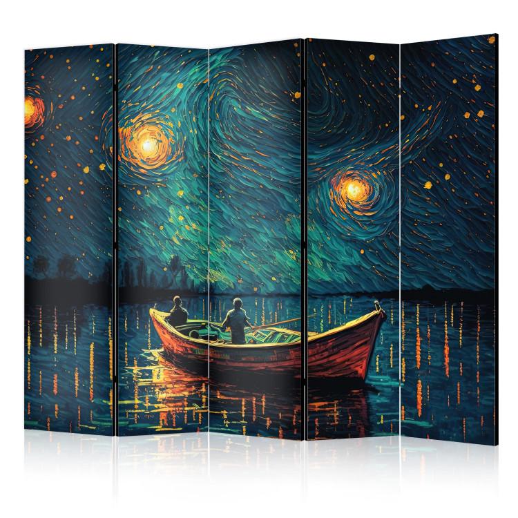 Biombo Starry Night - Impressionistic Landscape With a View of the Sea and Sky II [Room Dividers]