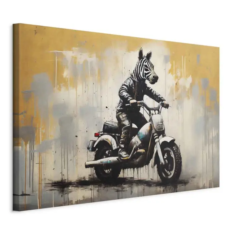 Cebra en moto - Graffiti inspirado en Banksy