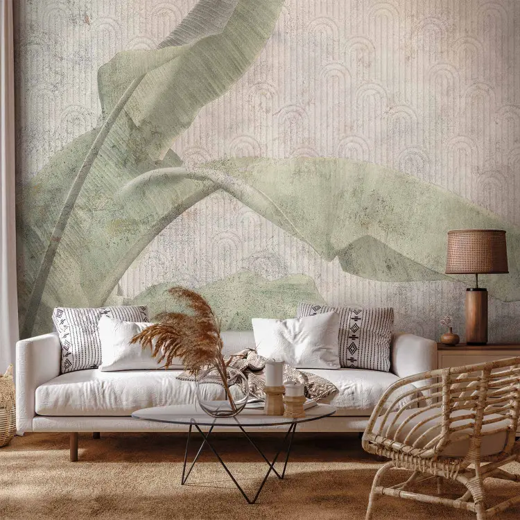 Hojas tropicales - plantas exóticas en verde suave