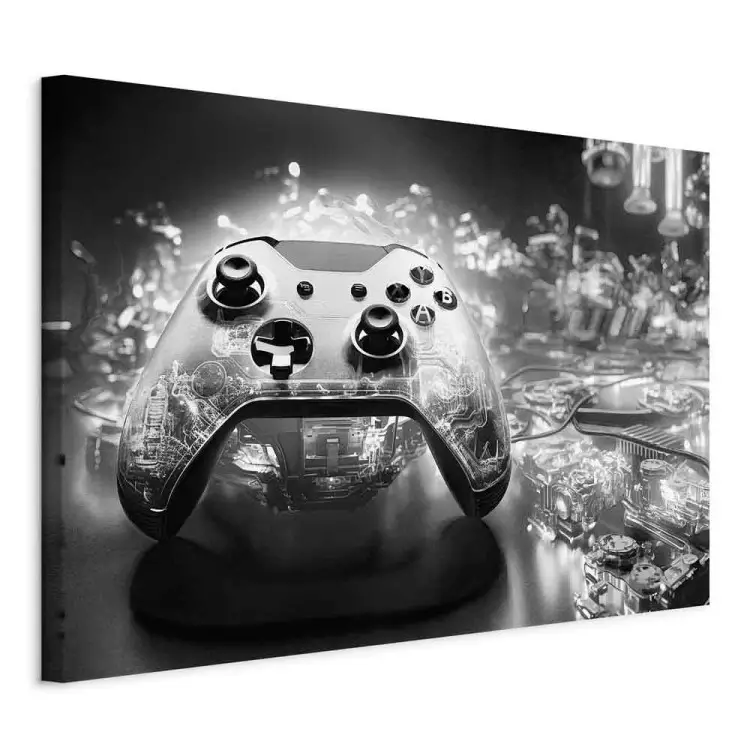 Tecnología de juego - pad de juego sobre fondo blanco y negro