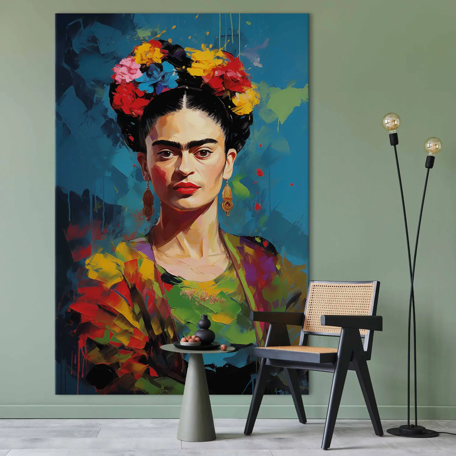 Cuadro Lienzo Sublimado Enigmático Flores Amarillas Y Naranjas En Pintura Sobre Tela
