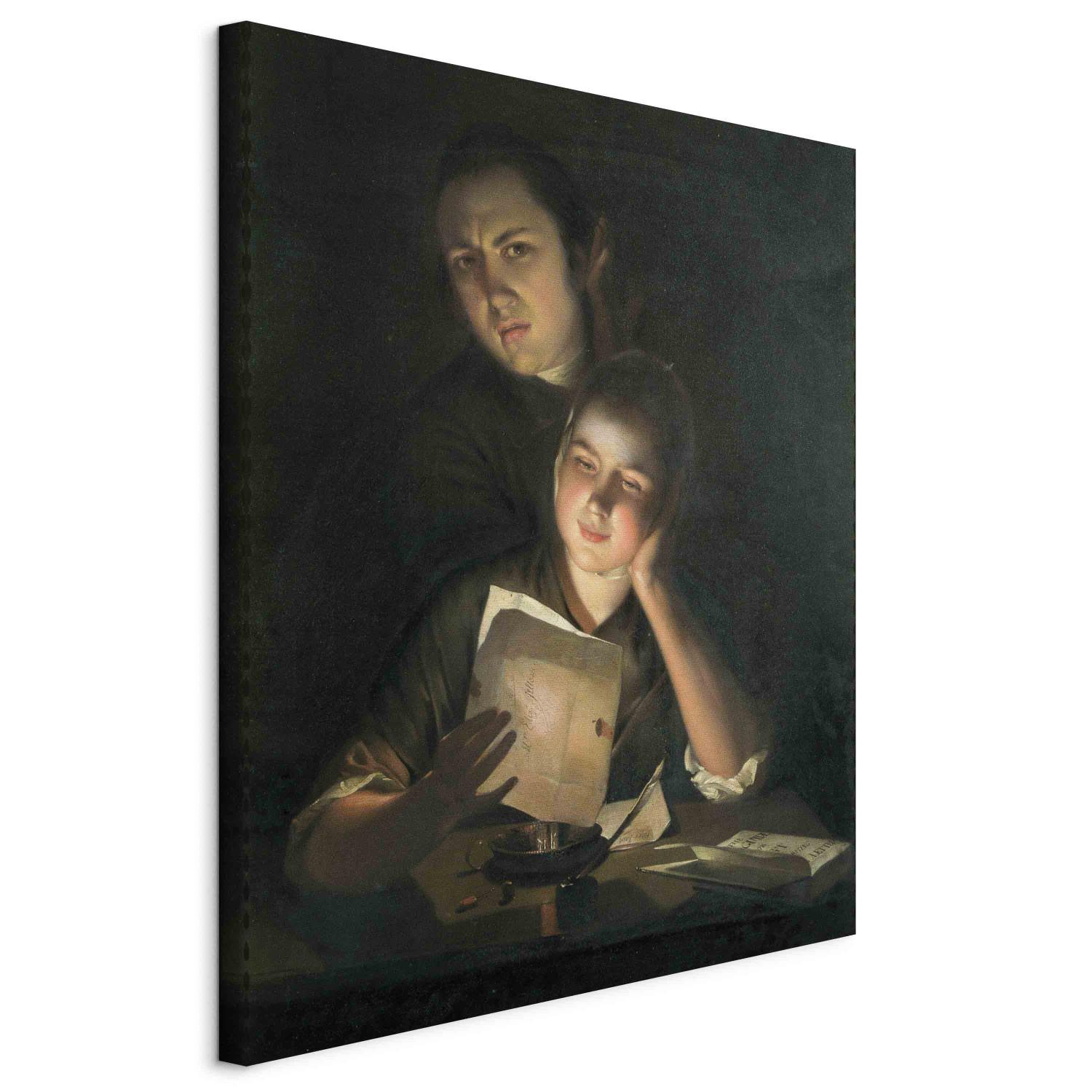 Cuadro famoso A Girl reading a letter by Candlelight, with a Young Man peering over her shoulder