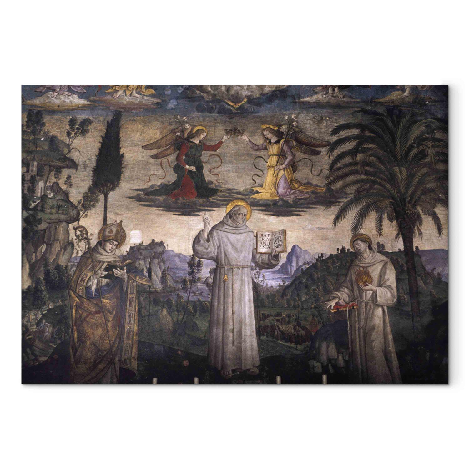 Reproducción St. Bernard of Siena with Saints Louis of Toulouse and Anthony of Padua