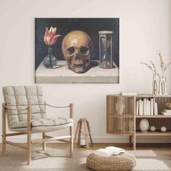 Reproducción de cuadro Vanitas Still Life with a Tulip, Skull and Hour-Glass