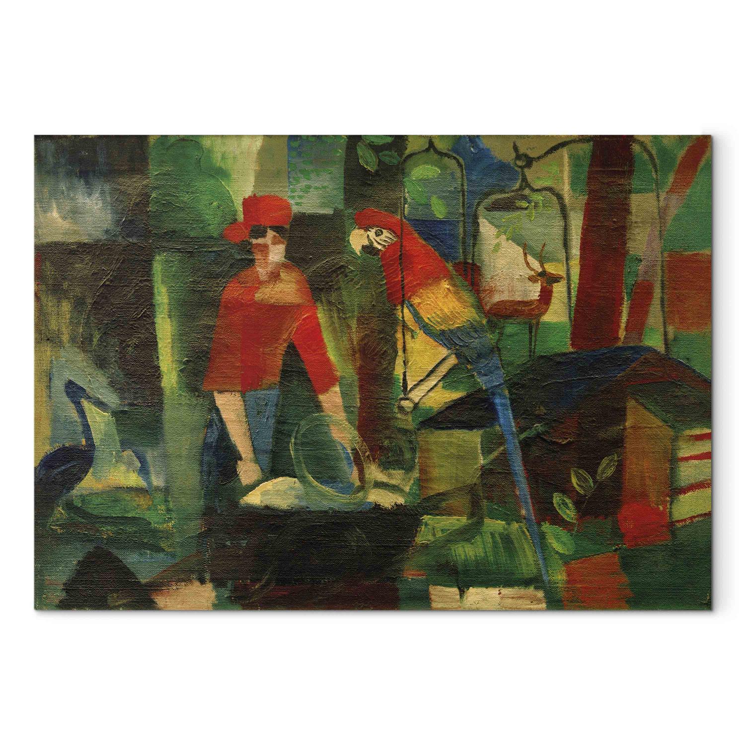 Reproducción de cuadro Woman and parrot in a landscape