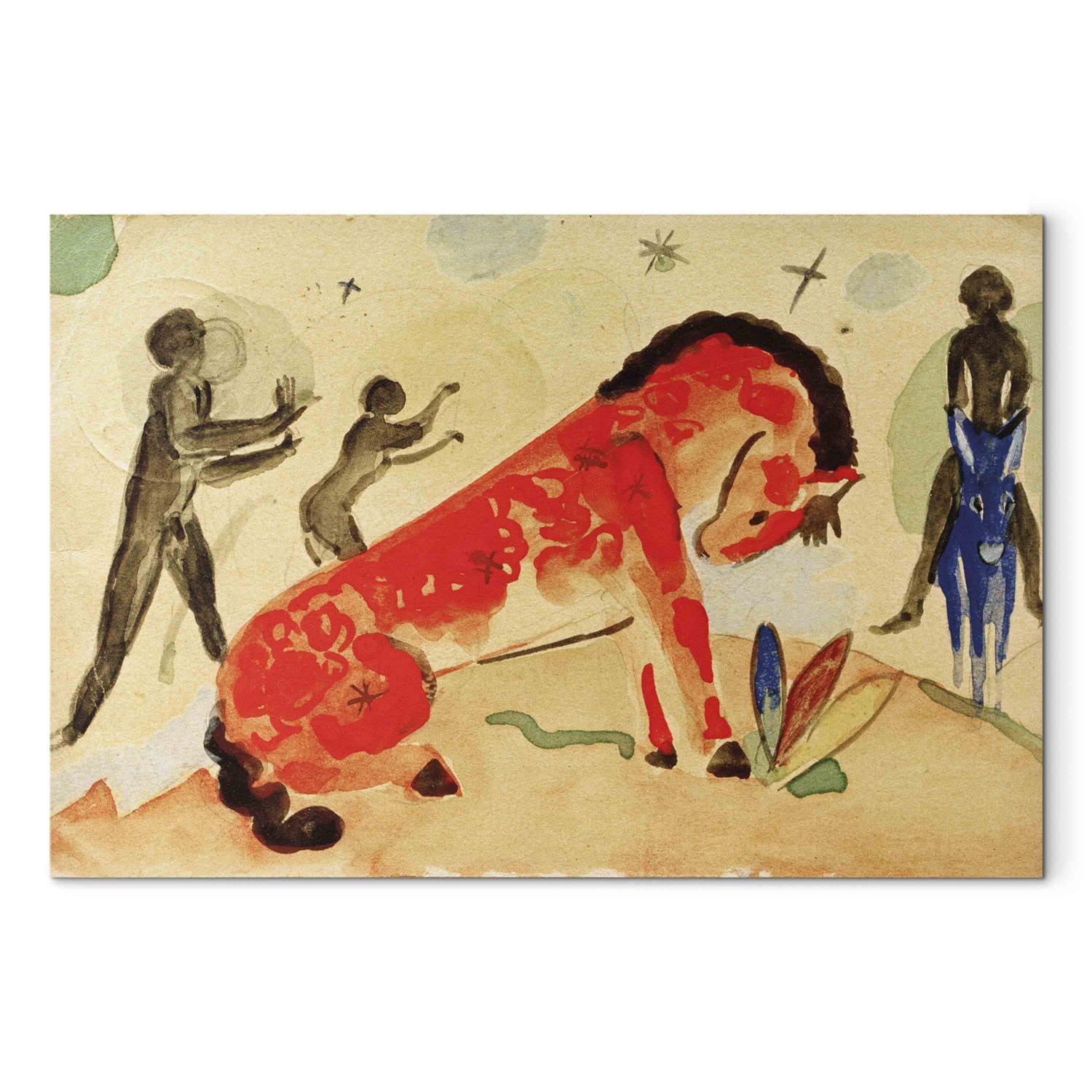 Reproducción de cuadro Rotes Pferd mit schwarzen Figuren