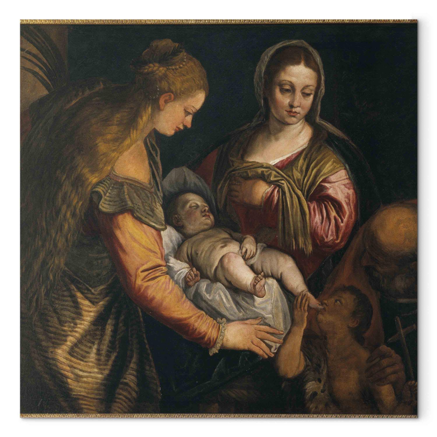 Réplica de pintura Holy Family with Saint Barbara and John as boy child