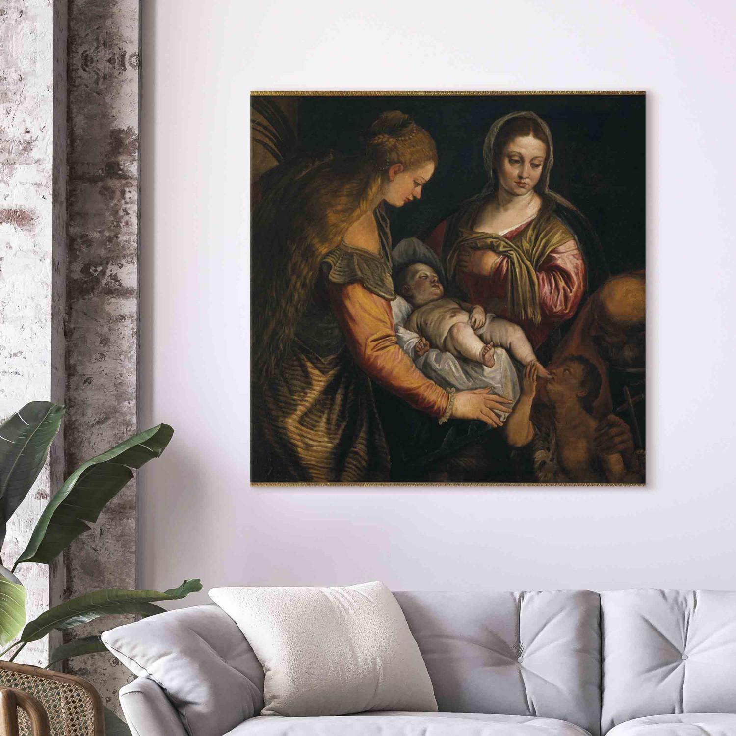 Réplica de pintura Holy Family with Saint Barbara and John as boy child