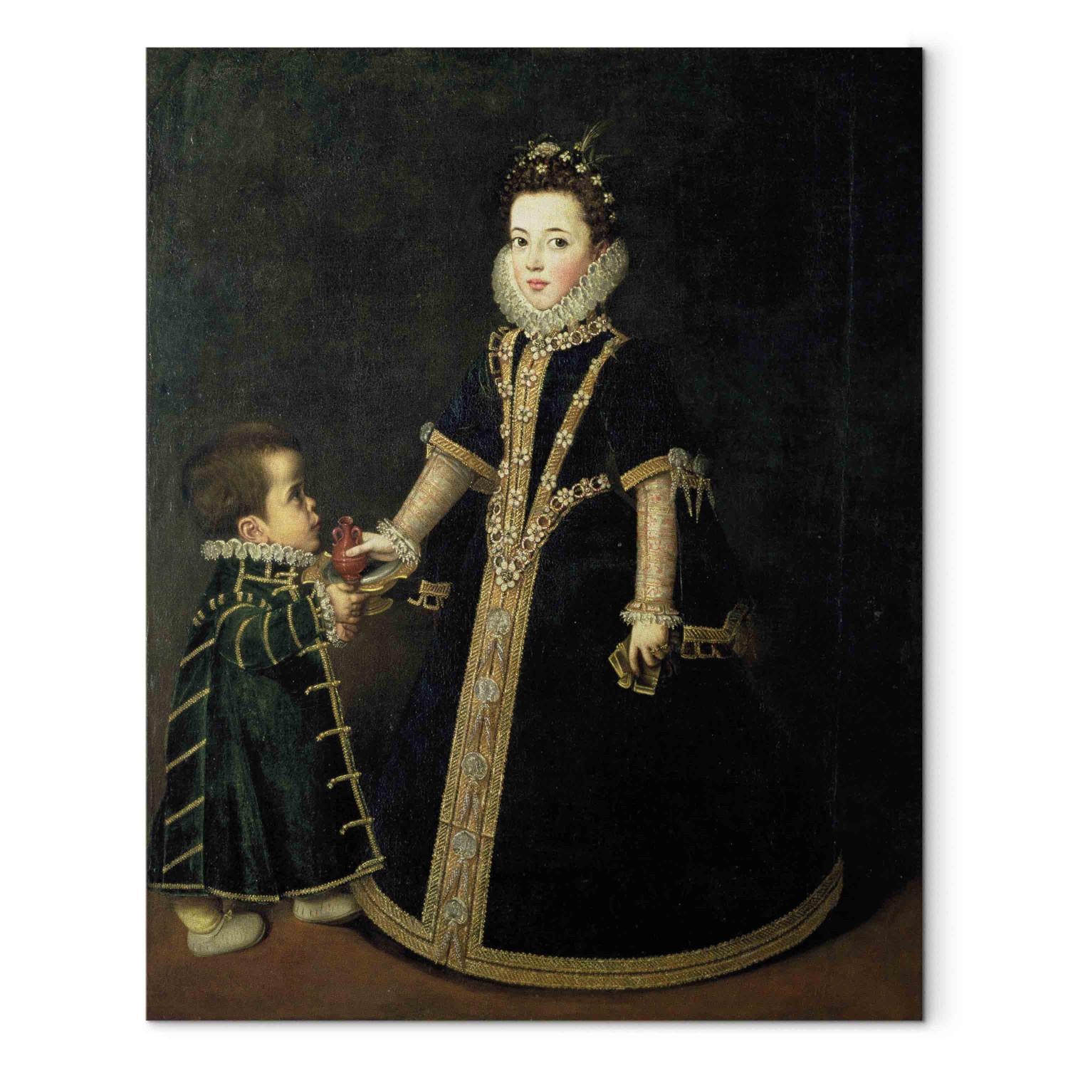Cuadro famoso Girl with a dwarf, thought to be a portrait of Margarita of Savoy, daughter of the Duke and Duchess of Savoy