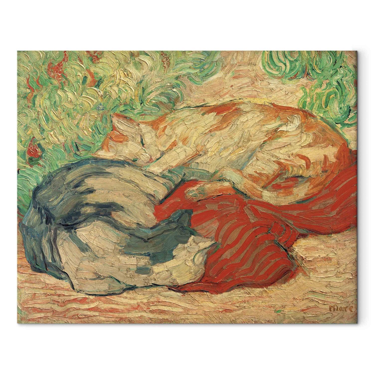 Réplica de pintura Katzen auf rotem Tuch
