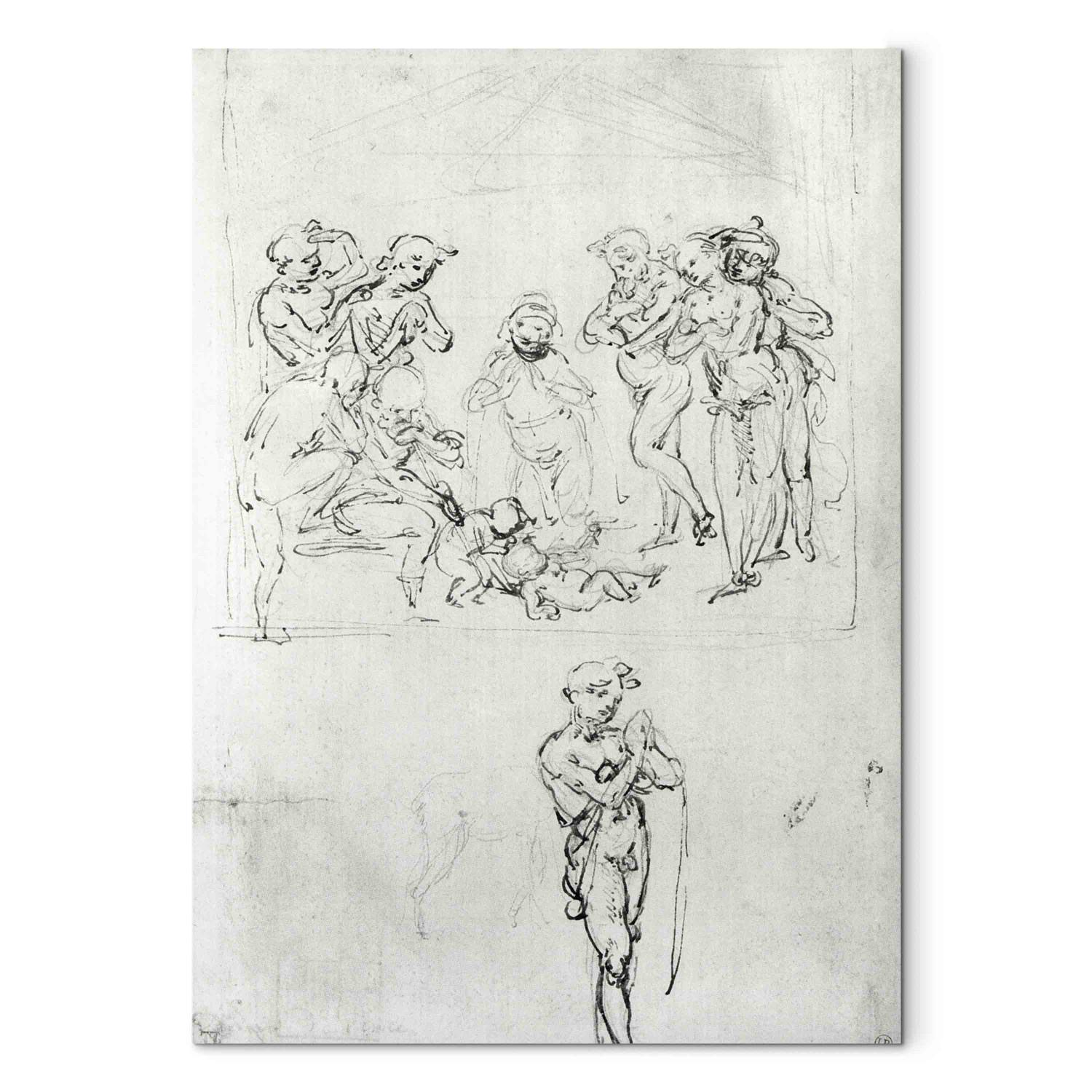 Réplica de pintura Figural Studies for the Adoration of the Magi
