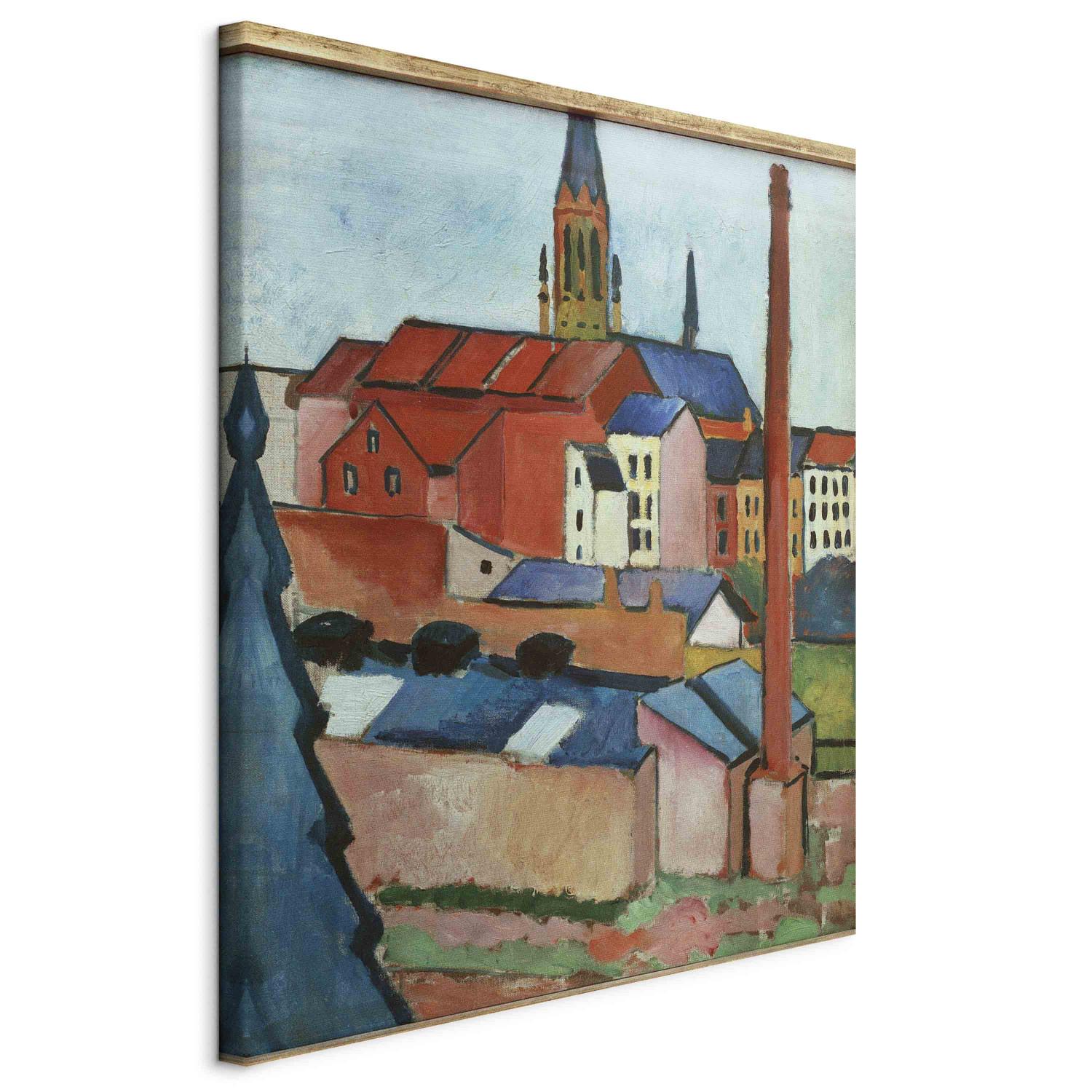 Reproducción de cuadro Marienkirche mit Häusern und Schornstein