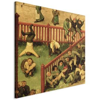 Reproducción Children's Games (Kinderspiele): detail of left-hand section showing children running the gauntlet, doing gymnastics and balancing on a fence
