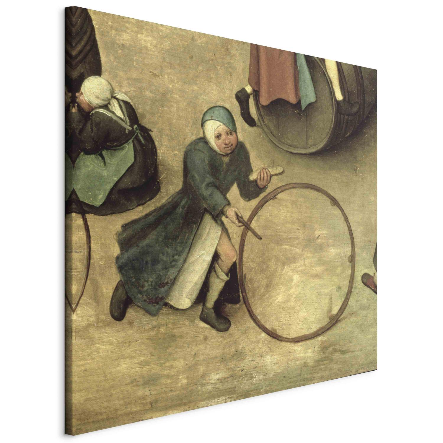 Reproducción Children's Games (Kinderspiele): detail of a child with a stick and hoop