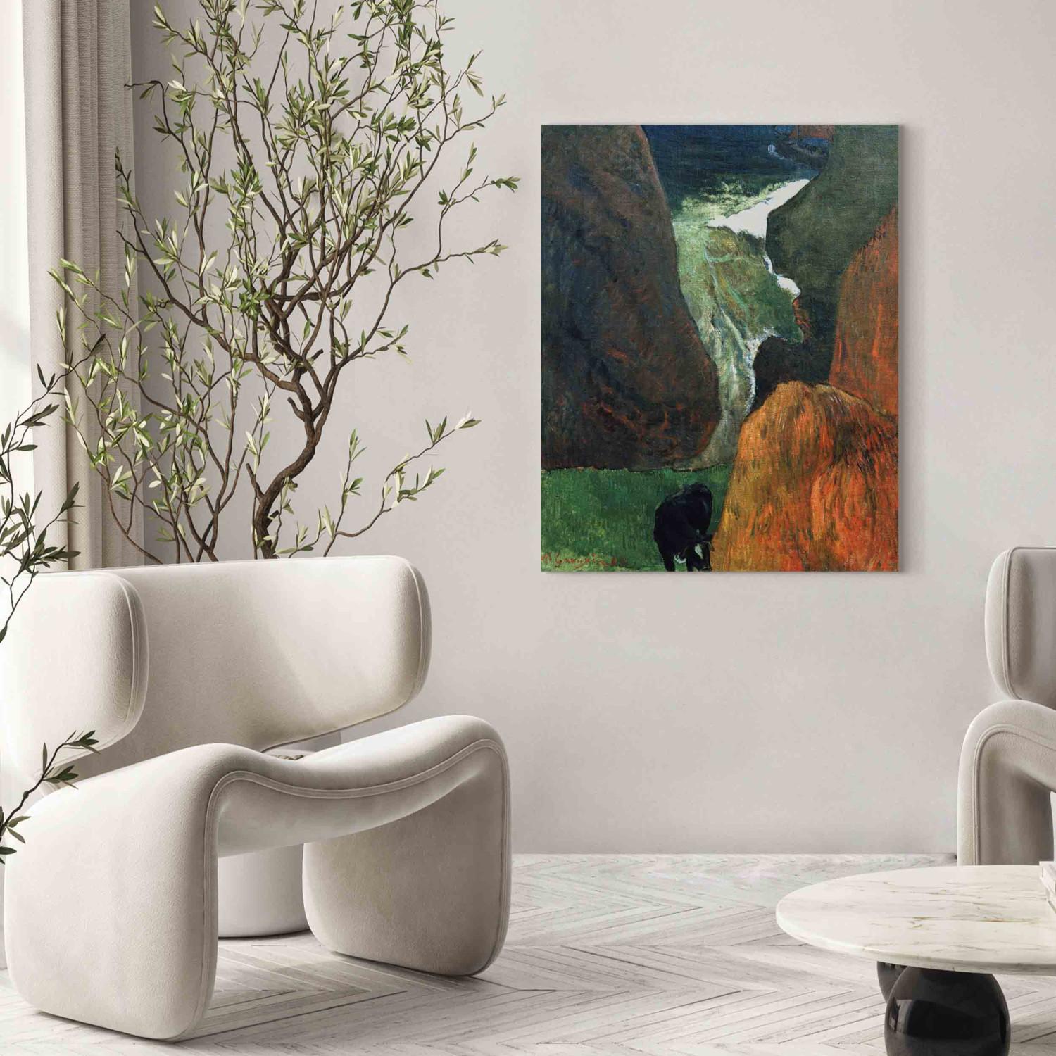 Reproducción de cuadro Landscape with cow between th.cliffs 